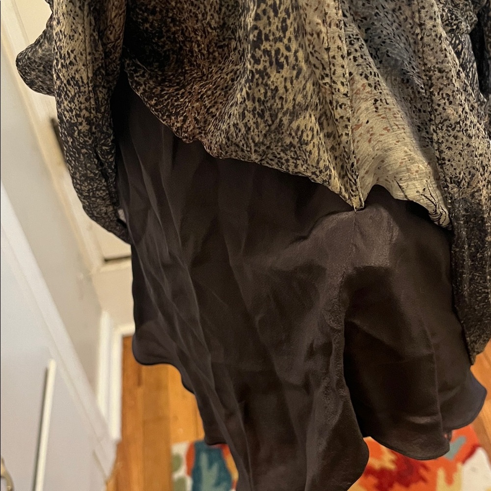 BCBG 100% silk Maxaria Lined Halter Wrap Chiffon top in Charcoal Gray/navy/black - Picture 7 of 10